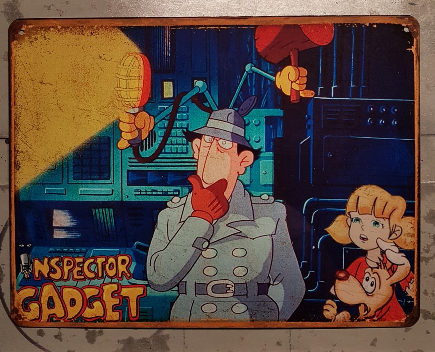 Plaque métal vintage Inspecteur Gadget