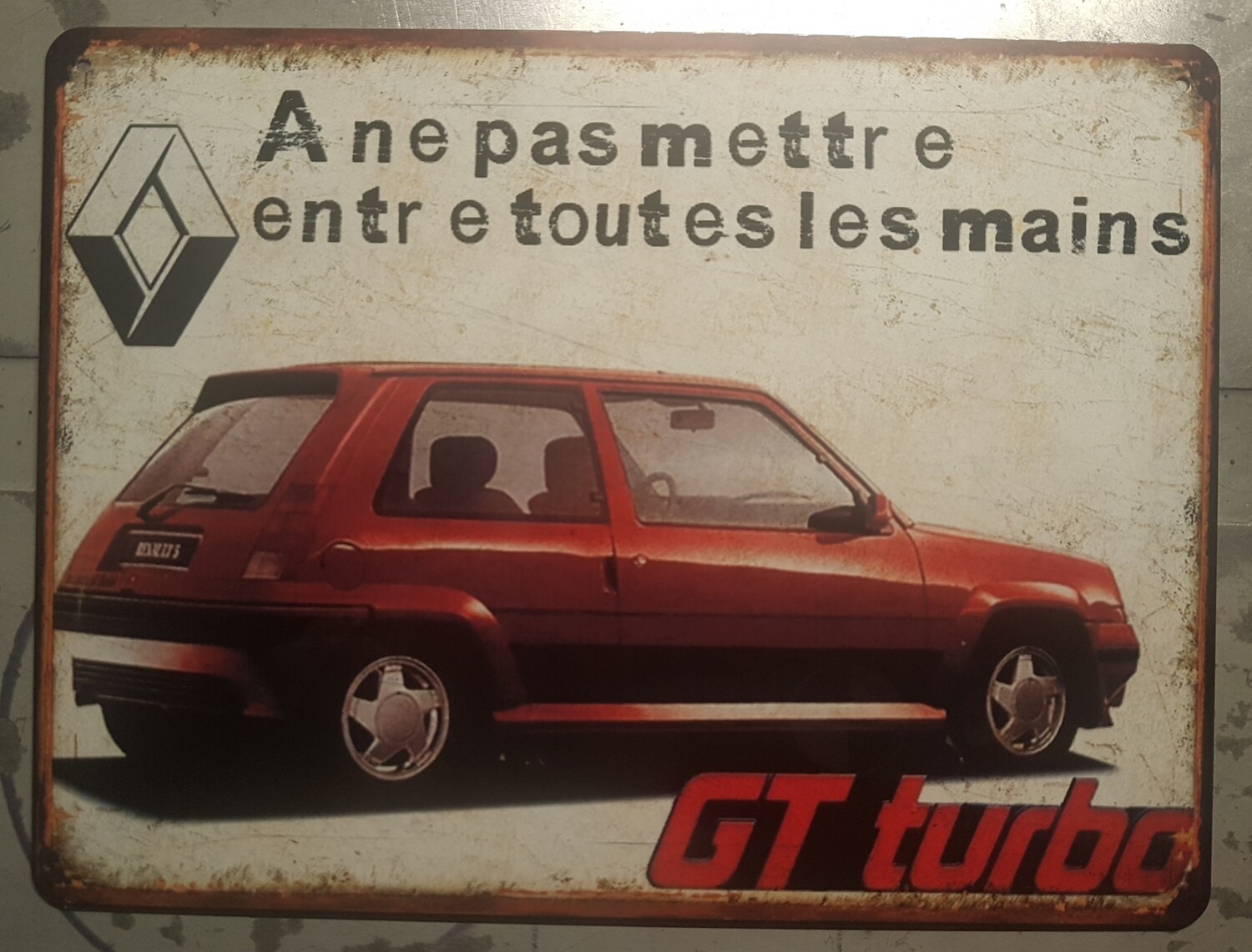 Plaque métal vintage Renault Supercinq GT turbo