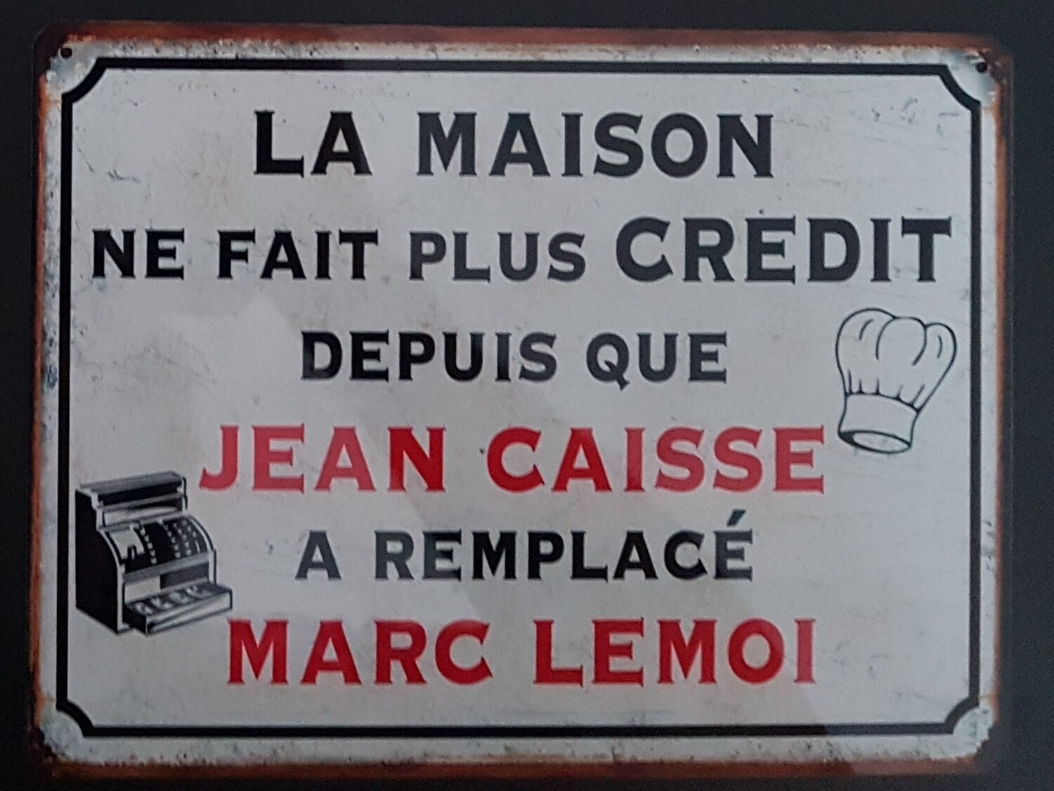 Plaque métal vintage Crédit