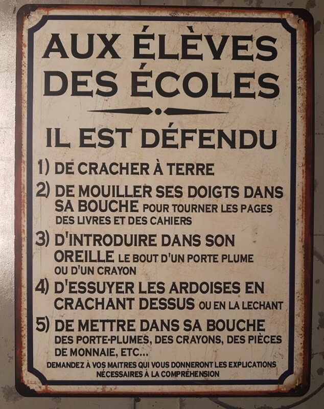 Plaque métal vintage Élèves des écoles
