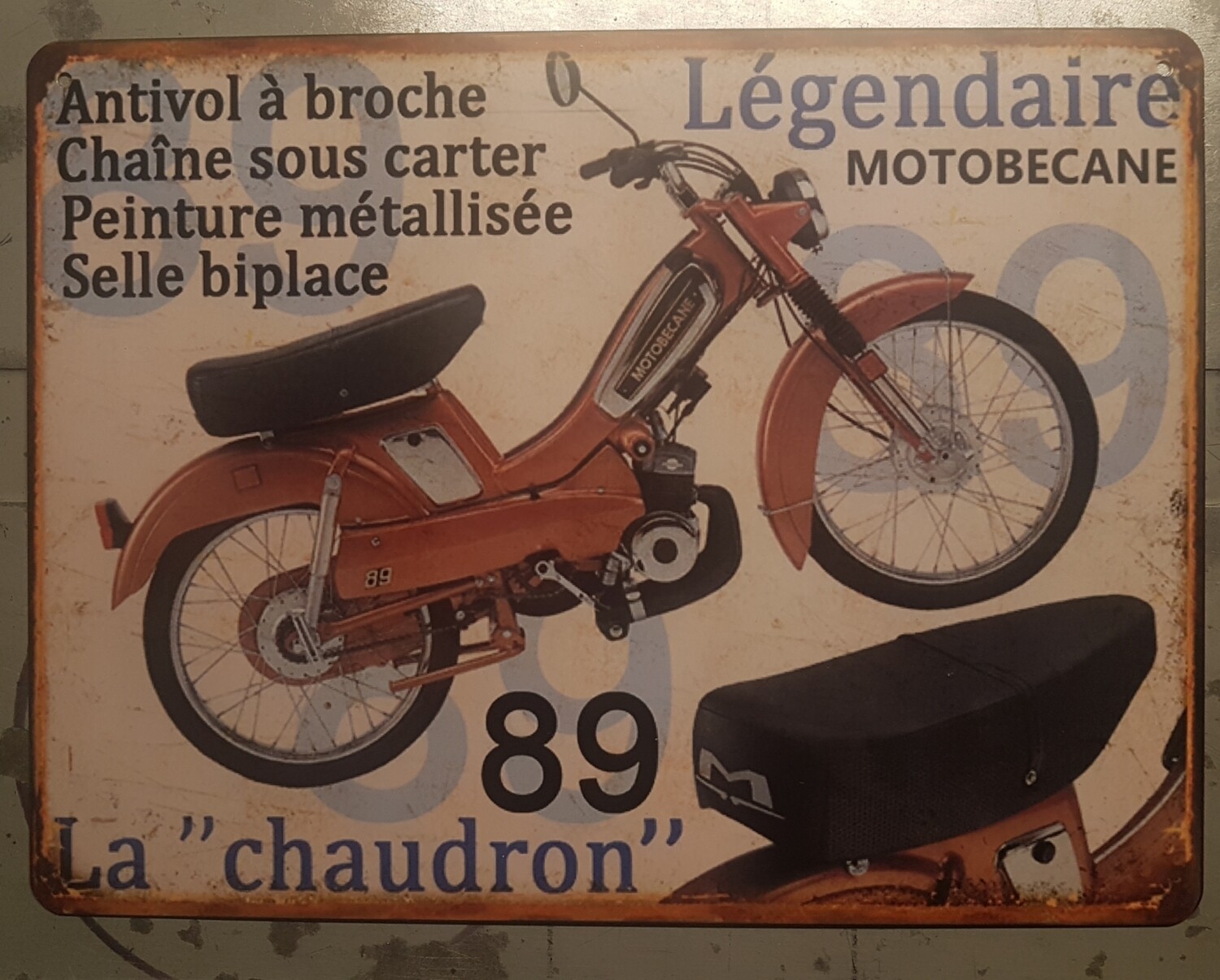 Plaque métal vintage Motobécane AV89