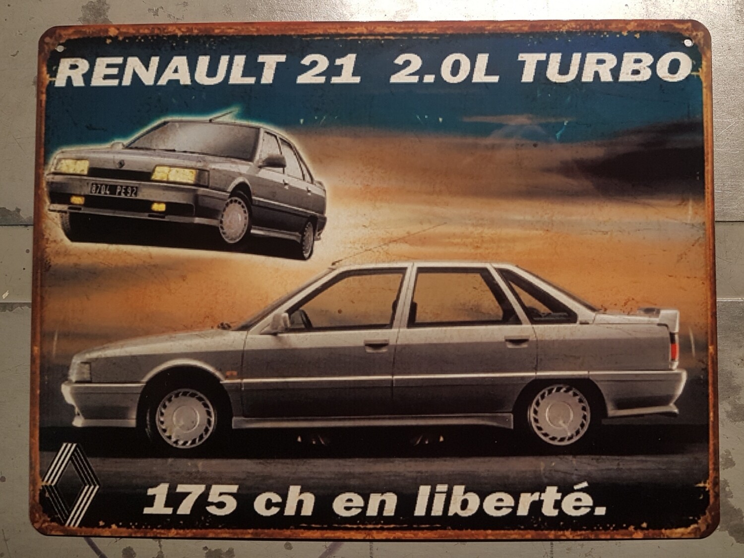 Plaque métal vintage Renault 21 turbo