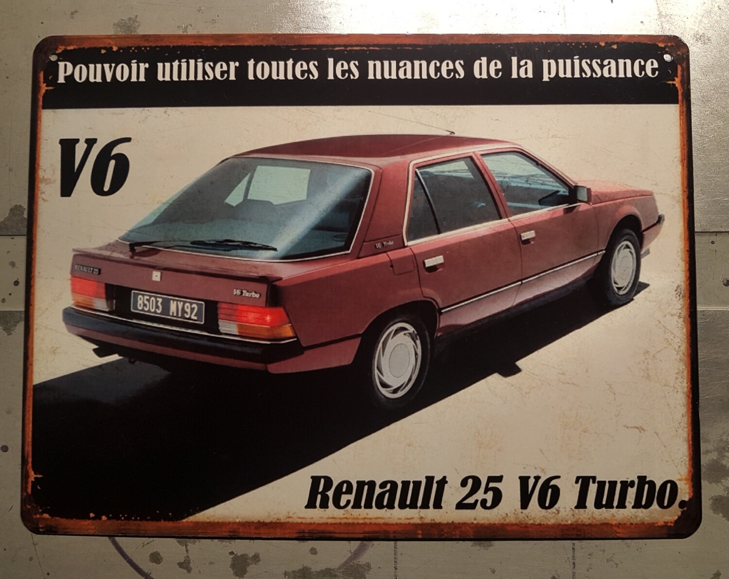 Plaque métal vintage Renault 25 V6 turbo