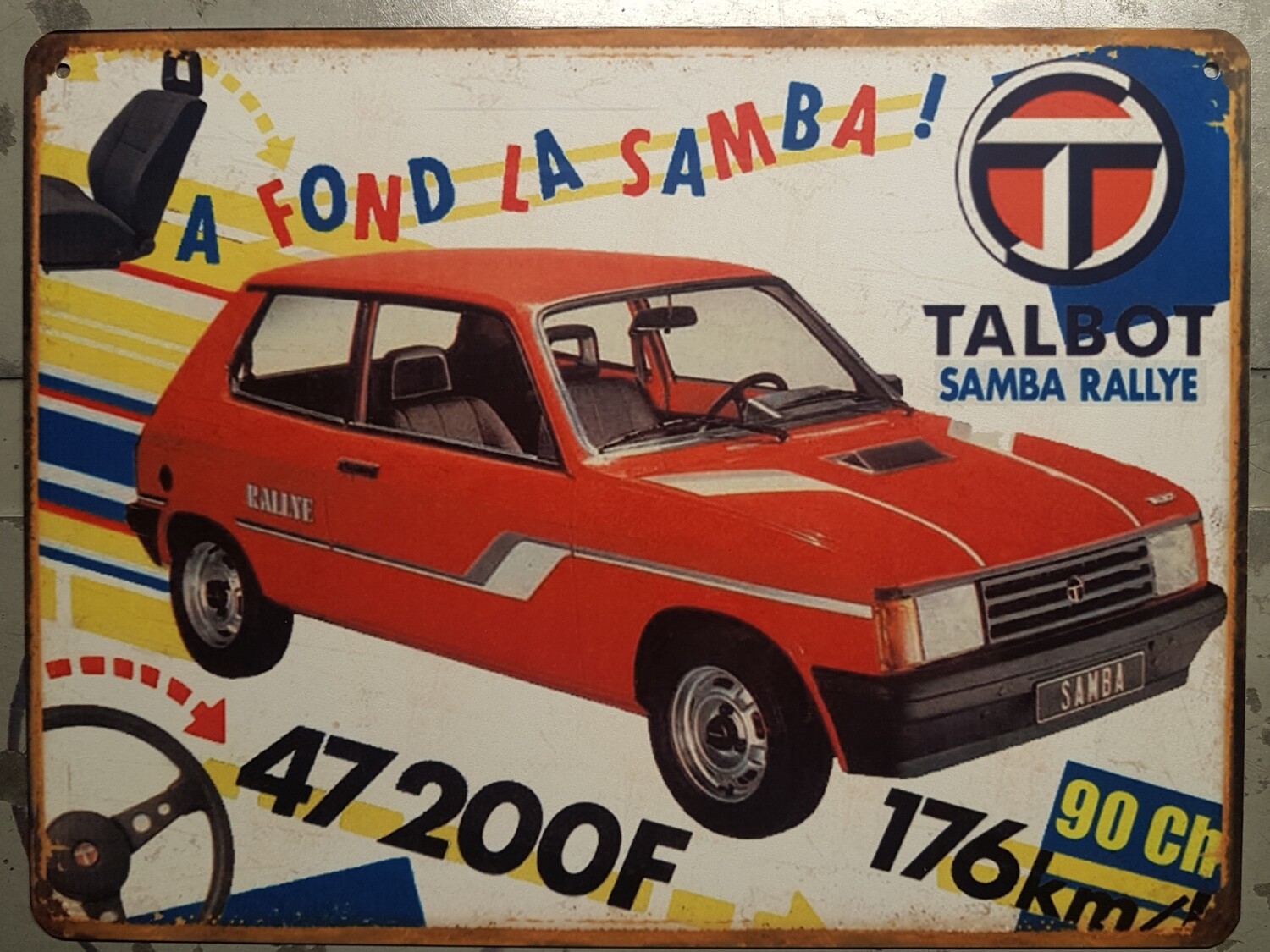 Plaque métal vintage Talbot Samba