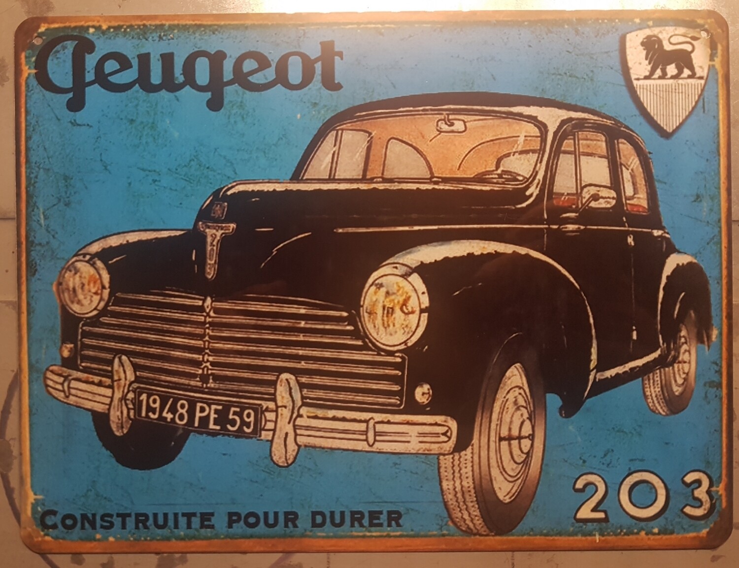 Plaque métal vintage Peugeot 203