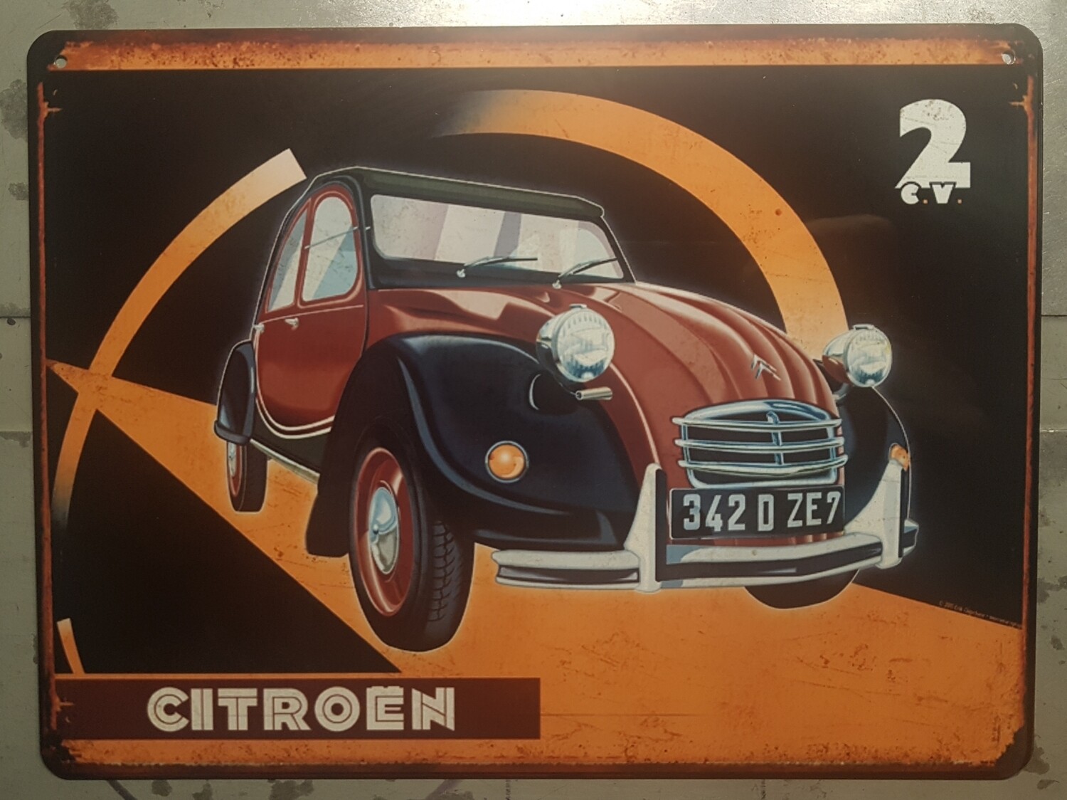 Plaque métal vintage Citroën 2cv charleston