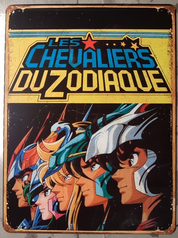 Plaque métal vintage Les chevaliers du zodiaque