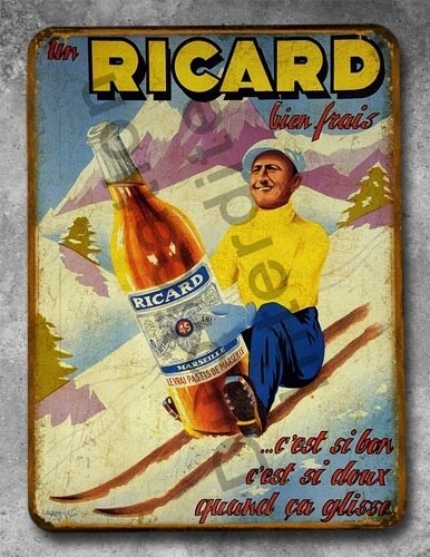 Plaque métal vintage Ricard Ski
