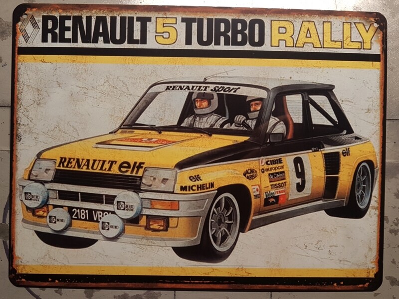 Plaque métal vintage Renault 5 turbo Rally
