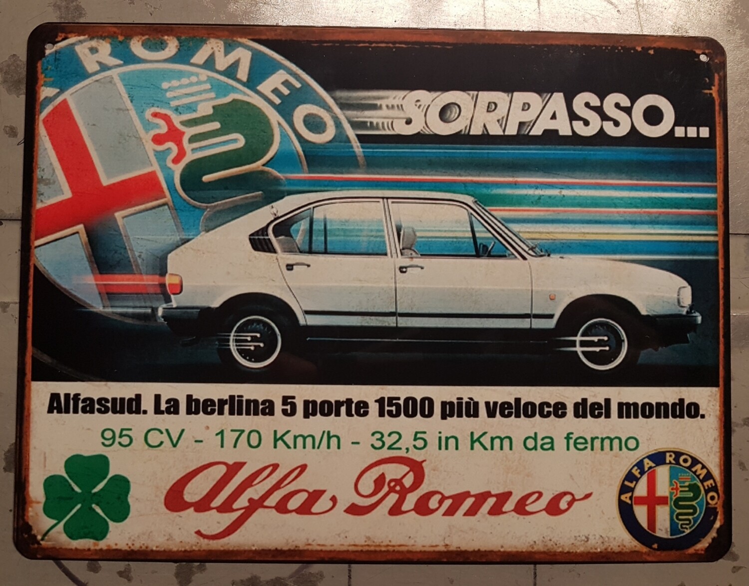 Plaque métal vintage Alfa Roméo Alfasud TI