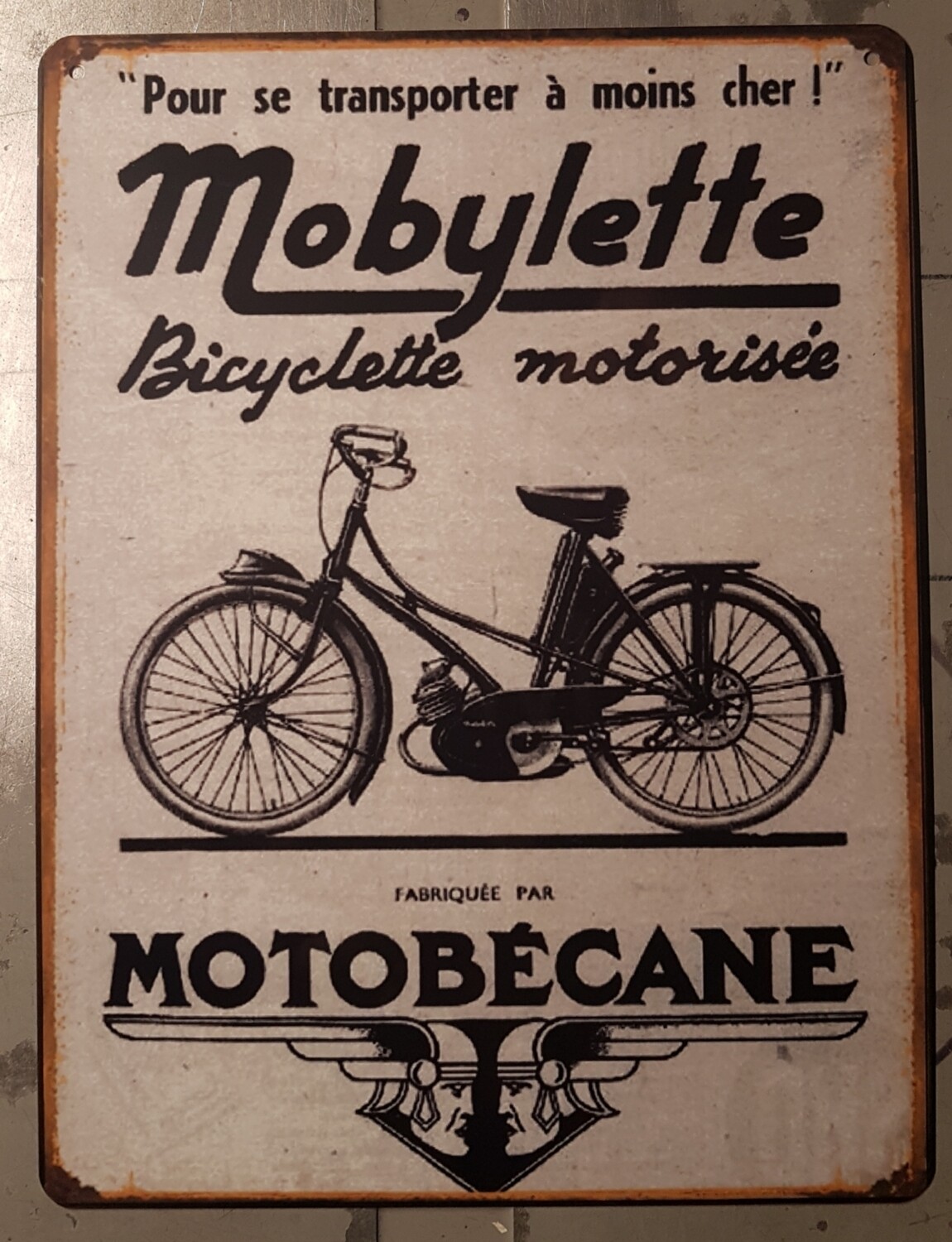 Plaque métal vintage Motobécane Mobylette 1950
