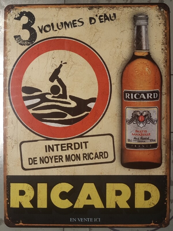 Plaque métal vintage Ricard Noyé