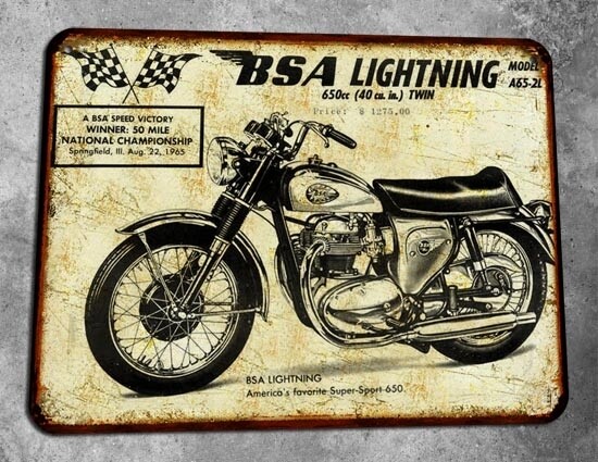 Plaque métal vintage BSA Lightning 650