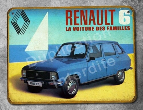 Plaque métal vintage Renault 6