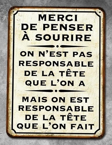 Plaque métal vintage Sourire