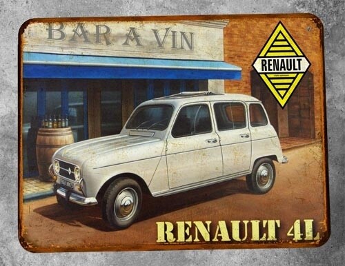 Plaque métal vintage Renault 4L