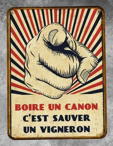 Plaque métal vintage Boire un canon