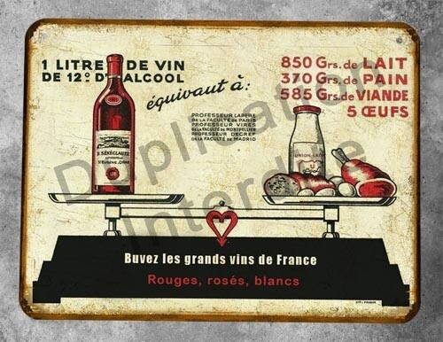 Plaque métal vintage le Vin