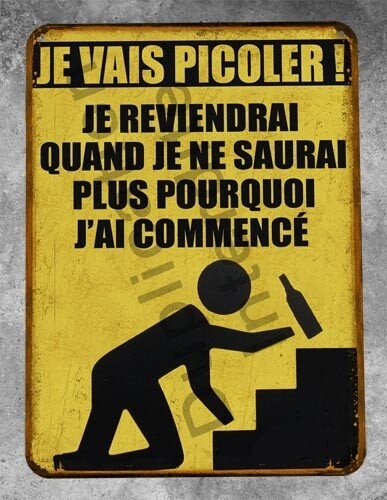 Plaque métal vintage Je vais picoler