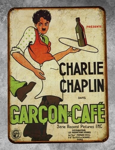 Plaque métal vintage Charlie Chaplin