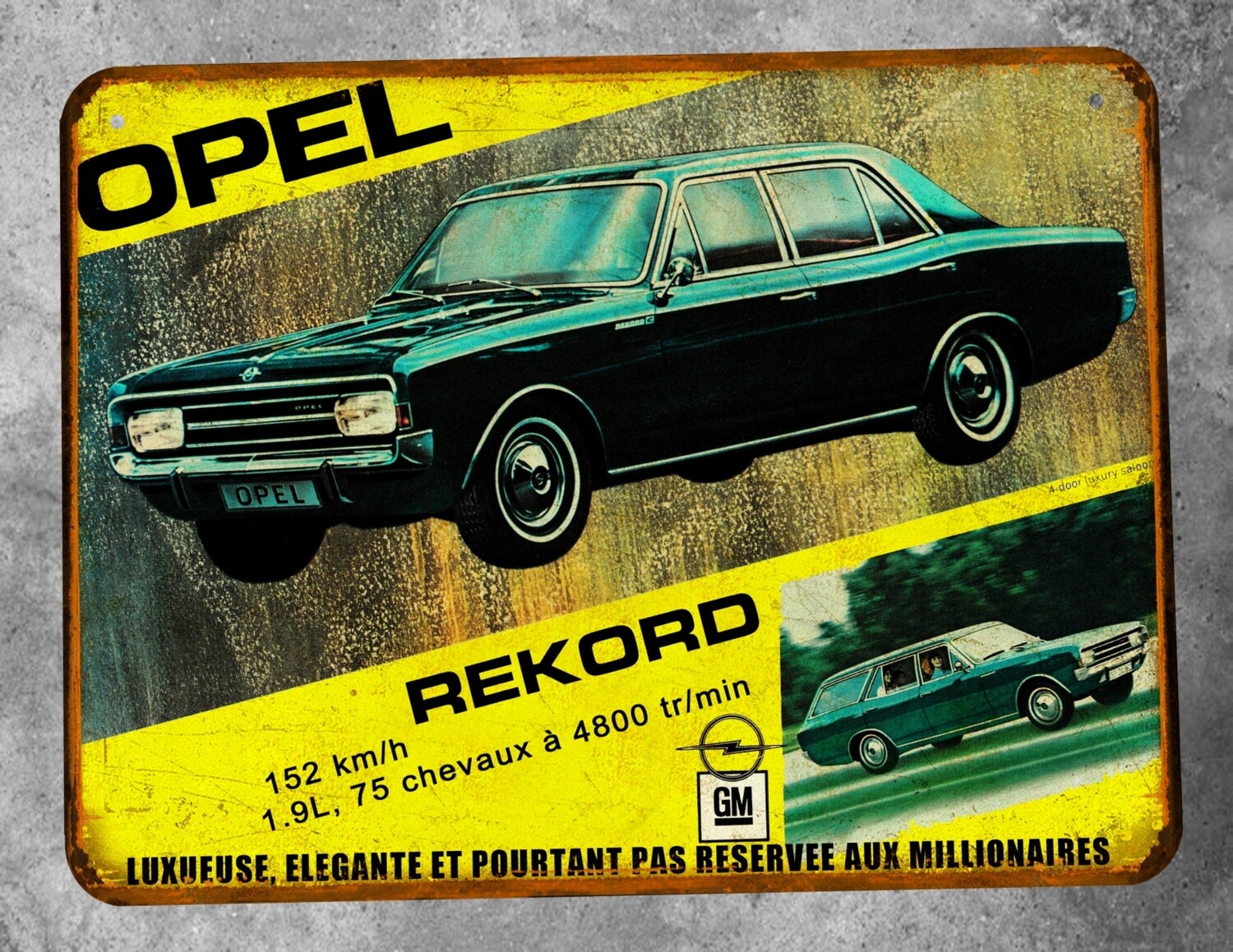 Plaque métal vintage Opel Rekord