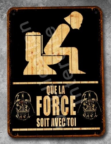 Plaque métal vintage Toilettes Dark vador