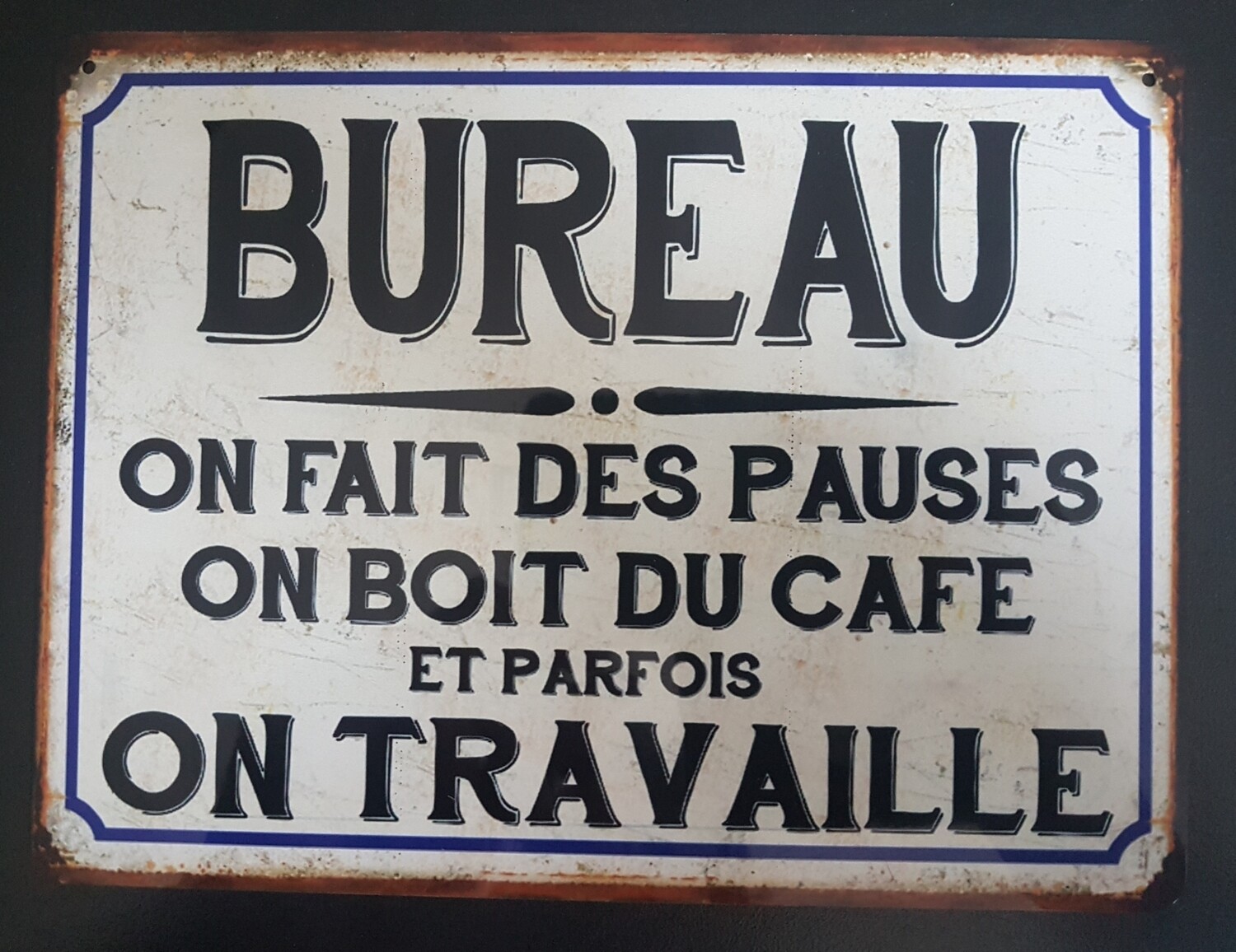 Plaque métal vintage Bureau