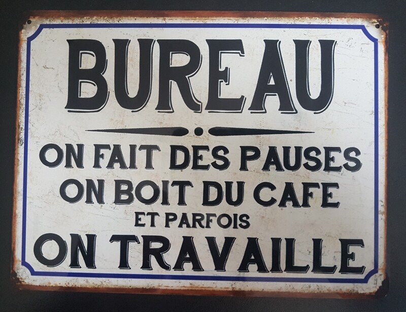 Plaque métal vintage Bureau