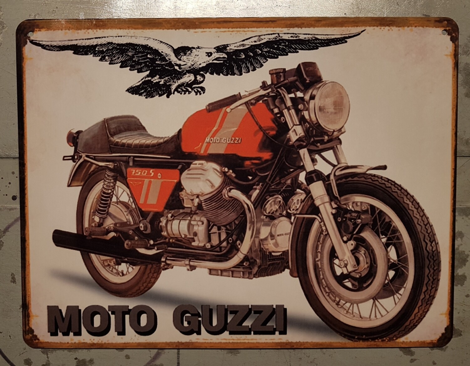 Plaque métal vintage Moto Guzzi 750 S3