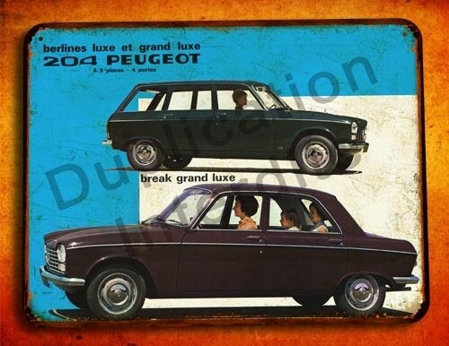 Plaque métal vintage Peugeot 204