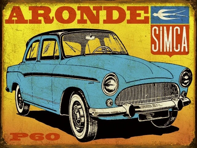 Plaque métal vintage Simca Aronde P60