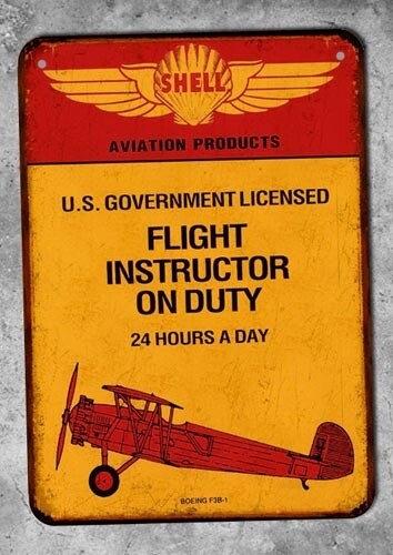 Plaque métal vintage flight instructor
