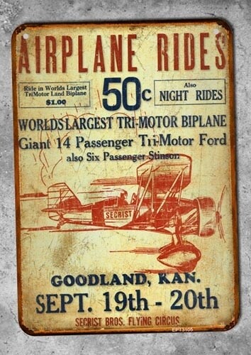 Plaque métal vintage Airplane ride