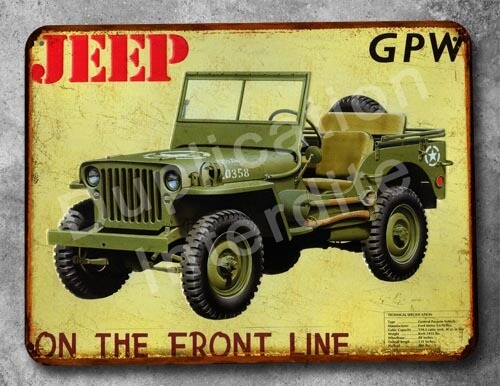 Plaque métal vintage Jeep Willys