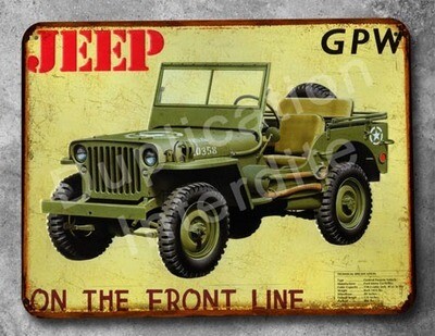 Plaque métal vintage Jeep Willys