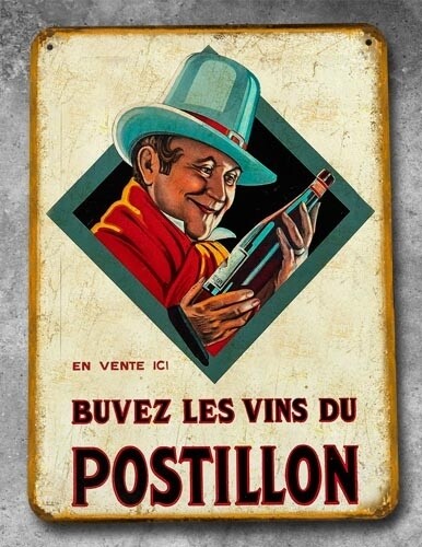 Plaque métal vintage Vins du postillon