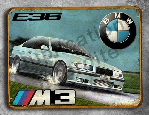 Plaque métal vintage BMW E36 M3