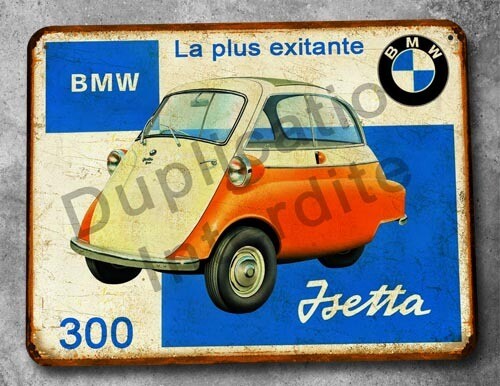 Plaque métal vintage BMW Isetta