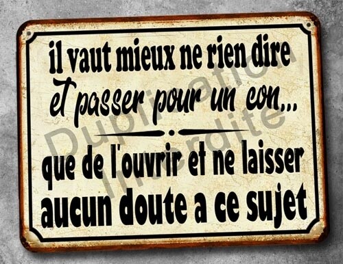 Plaque métal vintage Ne rien dire