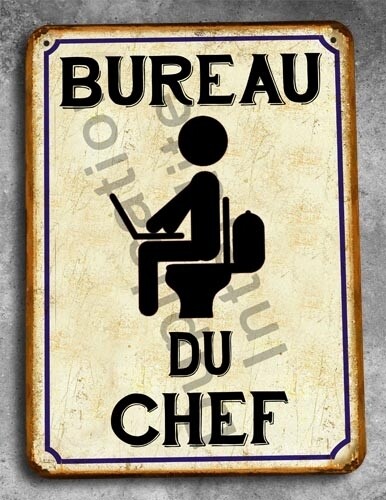 Plaque métal vintage Bureau du chef