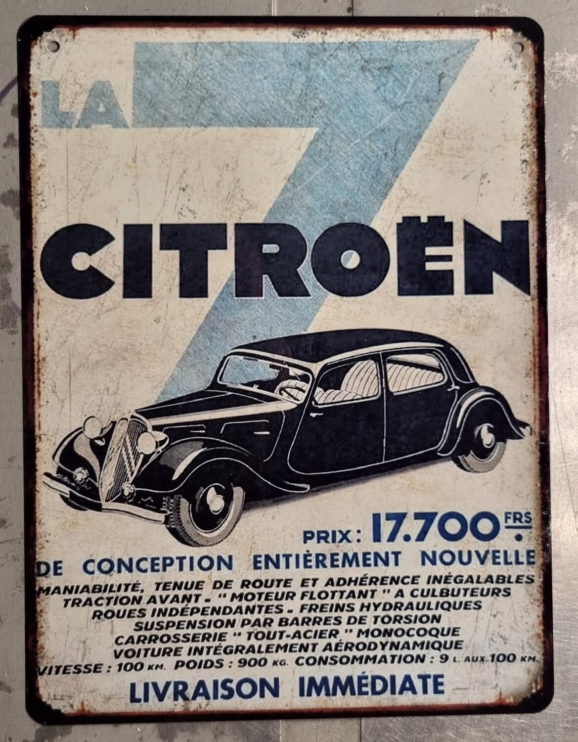 Plaque métal vintage Citroën Traction 7