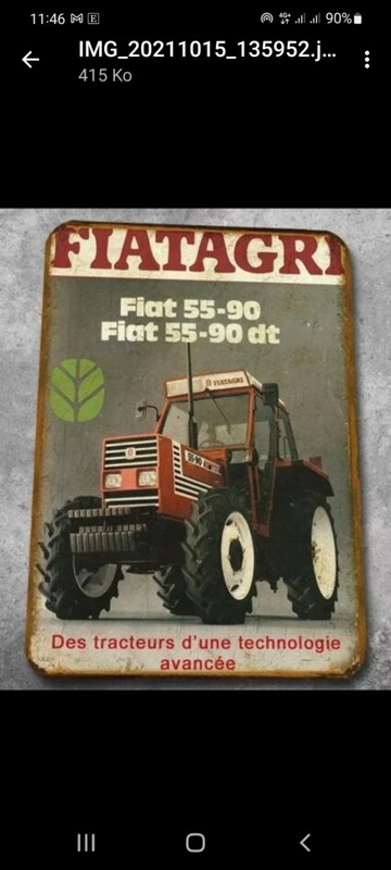 Plaque métal vintage Fiat Agri 55 90