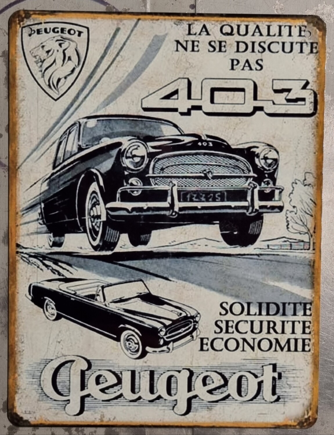 Plaque métal vintage Peugeot 403