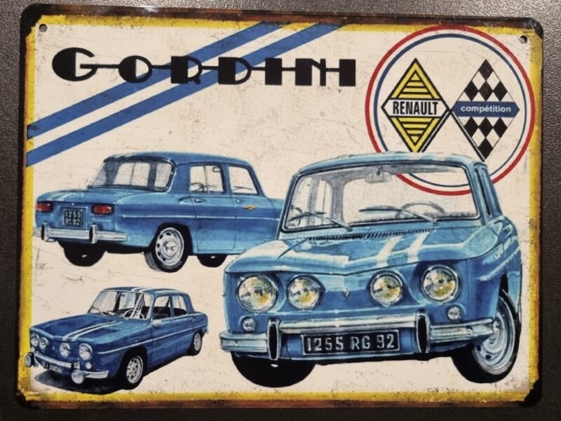 Plaque métal vintage Renault 8 Gordini 