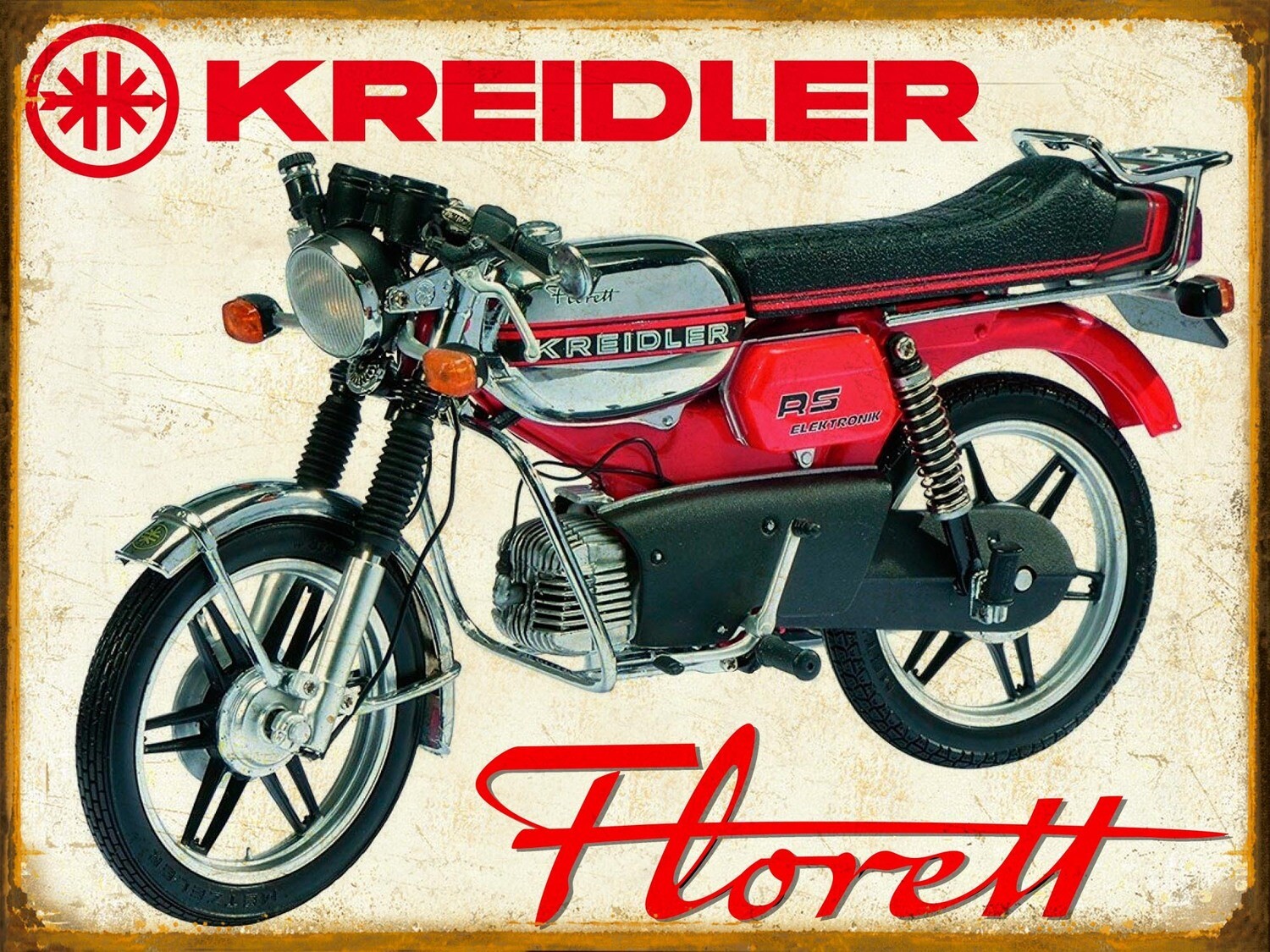 Plaque métal Vintage Kreidler Florett rouge