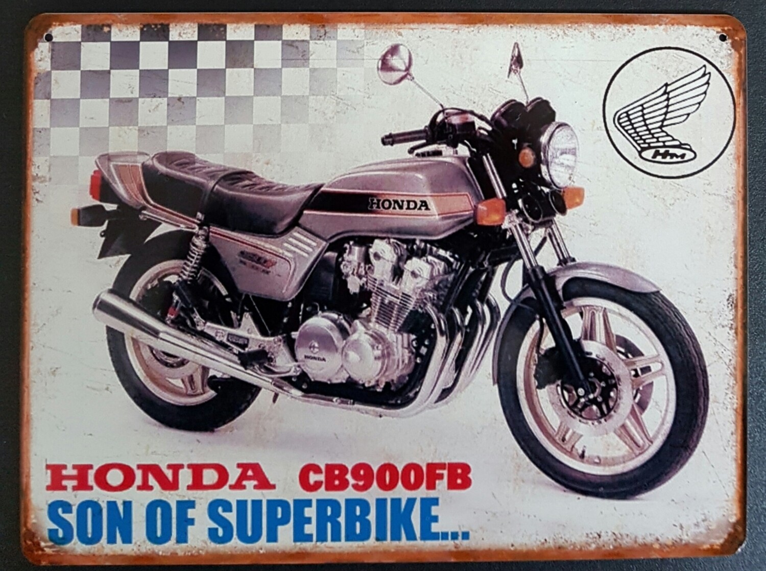 Plaque métal vintage Honda CB 900 Bol d&#39;or