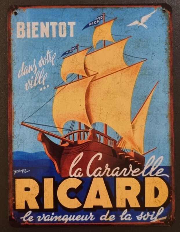 Plaque métal vintage Ricard Caravelle
