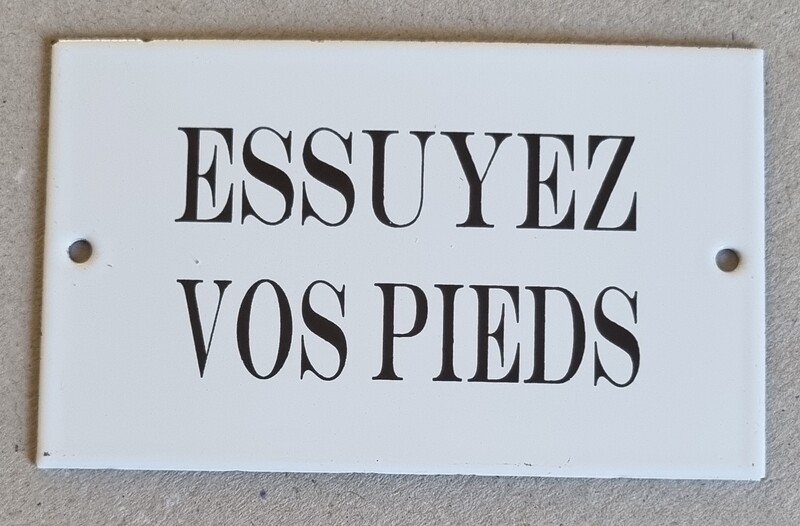Plaque émail Essuyez vos pieds