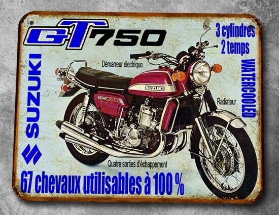 Plaque métal vintage Suzuki GT 750