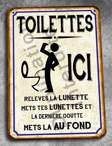 Plaque métal vintage Toilettes Lunettes